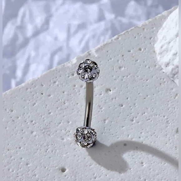 16g 1pc Stainless Steel Rhinestone Eyebrow /Lip Ring NWT - Picture 6 of 9